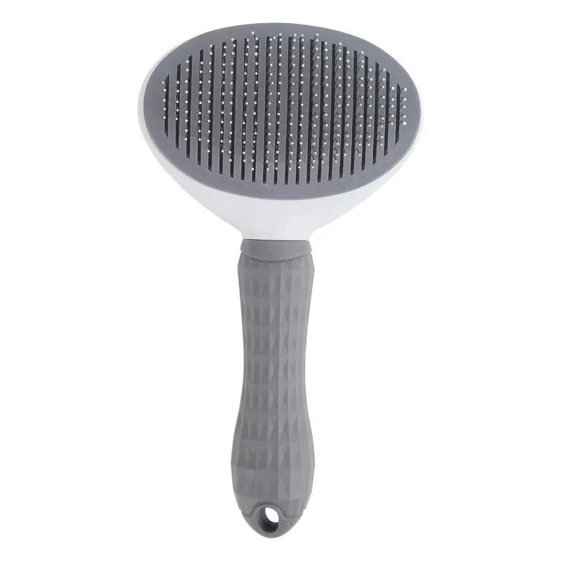 Self-cleaning pet grooming brush for dogs and cats